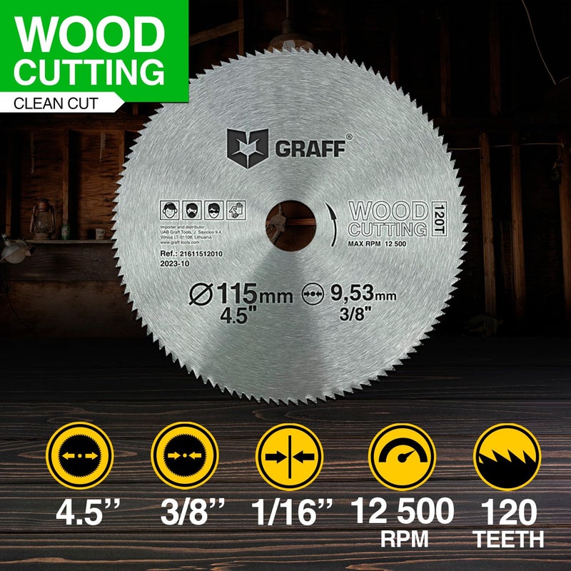 GRAFF 4-1/2 Inch Circular Saw Blade for Wood, Plywood, Laminate, Drywall, Plastic – 120T Wood Cutting Circular Saw Blade with 3/8 Inch Arbor from - Image 2